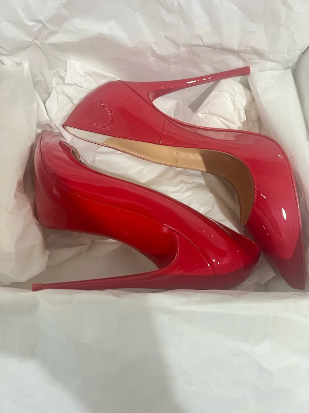 Christian Louboutin Red Patent Pigalle Follies 100mm Pumps